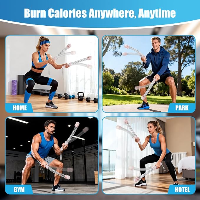 Weighted Ropeless Battle Ropes Adjustable Weight - Portable Cordless Battle Ropes for Home Gym with Poster - Strength Building, HIIT and Low-Impact Aerobic Training for Men & Women (Pink)