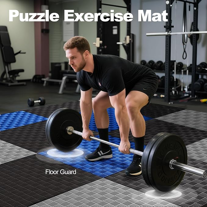 Elevon Puzzle Exercise Gym Flooring Mat, EVA Interlocking Foam Tiles Workout Mat for Home Gym, Fitness Equipment, MMA, Gymnastics, Shock-Absorbing Exercise Mat, Multi-Color