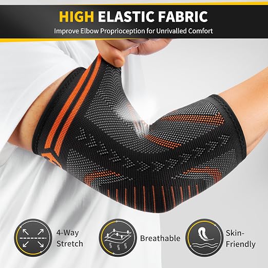 CAMBIVO 2 Pack Tennis Elbow Brace for Tendonitis and Tennis Elbow,Golfers Elbow, Arm Compression Sleeves for Women and Men, Bíceps Support Sleeve for Weightlifting, Basketball and Workout | Golfers Elbow and Arthritis Relief, Breathable 3D Knit Fabric,...