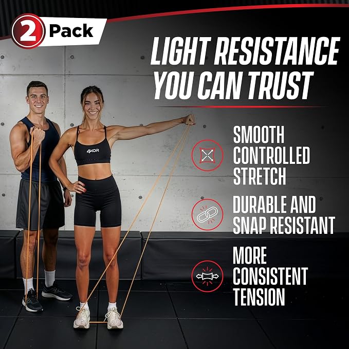 4KOR 41” Resistance Band 2-Pack – 5–15 lb Exercise Bands with a Satisfying Stretch from Sri Lankan Latex – Long Fitness Loops for Physical Therapy, Stretching, Workout or Light Pull-Up Assistance
