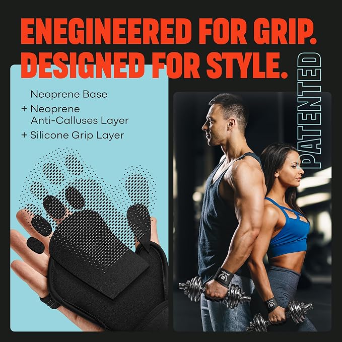 Mava Sports Open Gym Gloves with Integrated Wrist Support – Padded Weight Lifting Gloves for Men & Women – Silicone Grip Fingerless Workout Gloves for Cross Training & Fitness – 1 Pair