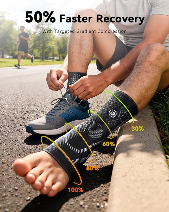 3 Pairs Ankle Compression Sleeve for Achilles Plantar Fasciitis Socks, [Upgraded Ultra Breathable] Neuropathy Socks Ankle Brace for Women & Men, Tendonitis Relief, Heel Pain,Foot Pain and Swelling in Ankle Support