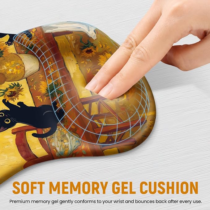Ergonomic Mouse Pad with Wrist Rest, Gel Wrist Support, Sunflower | 10.2 x 7.6 in Mouse Pad with Smooth Fabric Surface and Non-Slip Rubber Base for Office, Home, Study, and Gaming