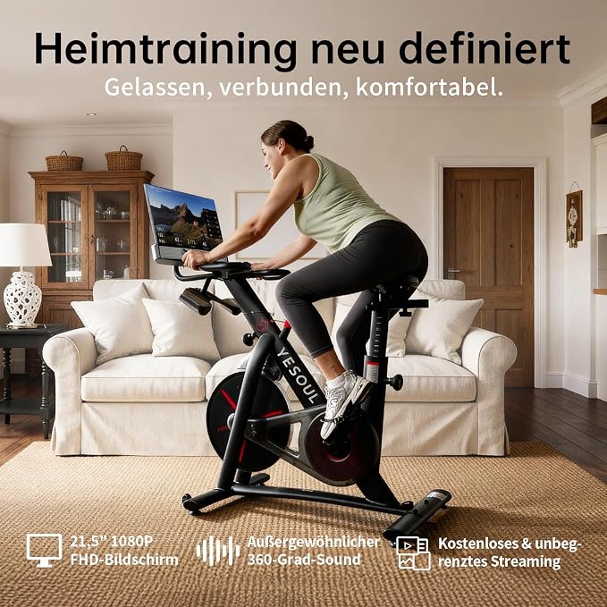 Yesoul Exercise Bike, Stationary Bike for Home with Magnetic Resistance | Smart Bluetooth Tracking, Quiet Magnetic Resistance, Tablet Mount and 350 lb Capacity for Home Gym Cycling Workouts