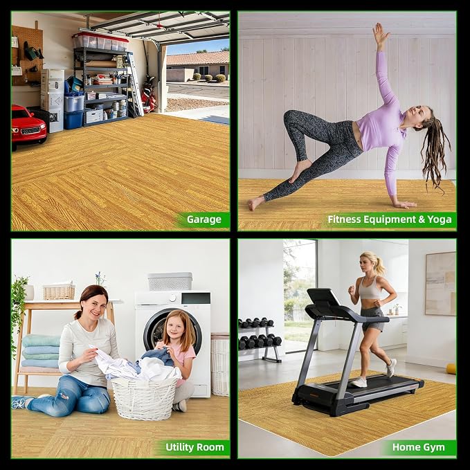 Art3d 24 Pack 24" x 24" EVA Interlocking Exercise Mats, 1/2" Thick Foam Puzzle Flooring for Workout, Gym Equipments, Training Areas, 96 Sq.FT, Teak