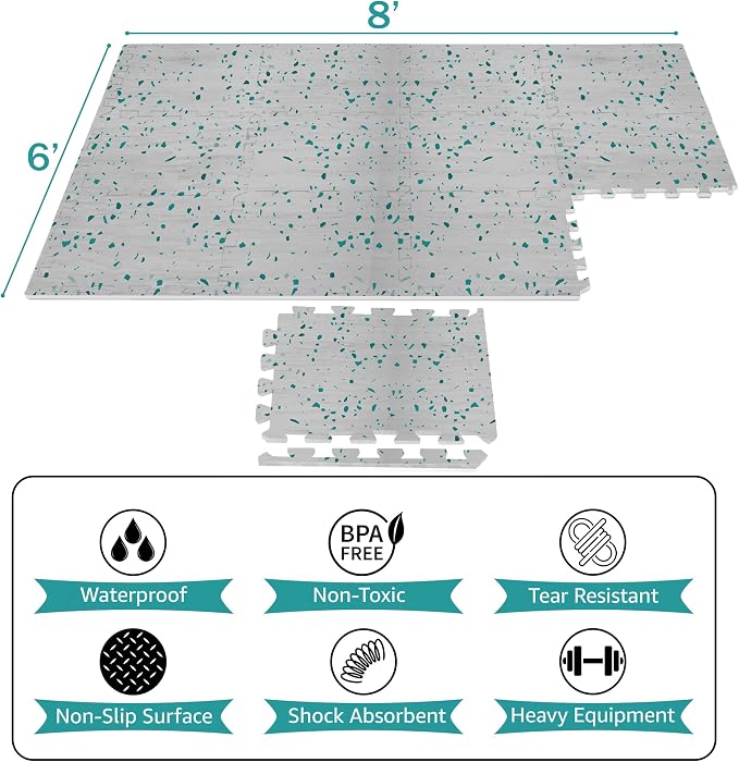 Sorbus Wood Grain Floor Tiles Foam Mat EVA Interlocking Mats Tile 3/8-Inch Thick Flooring Wood Puzzle Exercise Mats w/Borders - Home Playroom Basement, Apartment, Trade Show, Baby, Dance