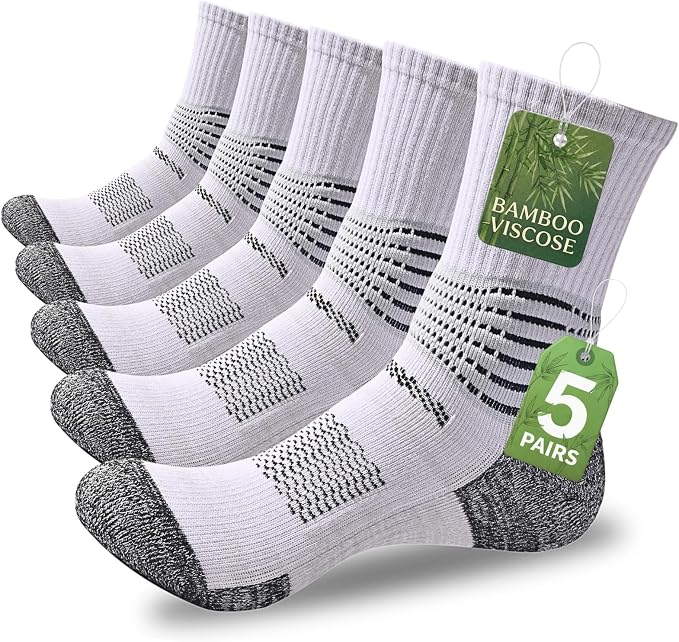 IRAMY Compression Ankle Support Crew Socks Men Women Wicking Plantar Fasciitis Relief Running Hiking Socks 3 Pairs