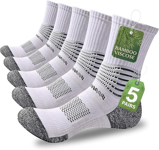 IRAMY Compression Ankle Support Crew Socks Men Women Wicking Plantar Fasciitis Relief Running Hiking Socks 3 Pairs