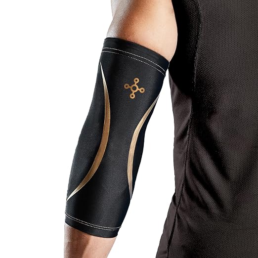 Tommie Copper Elbow Compression Sleeve, 15-20 mmHg (L/XL, Black) | 15-20 mmHg | 4D Stretch | Copper Znergy | Non-Slip Fit