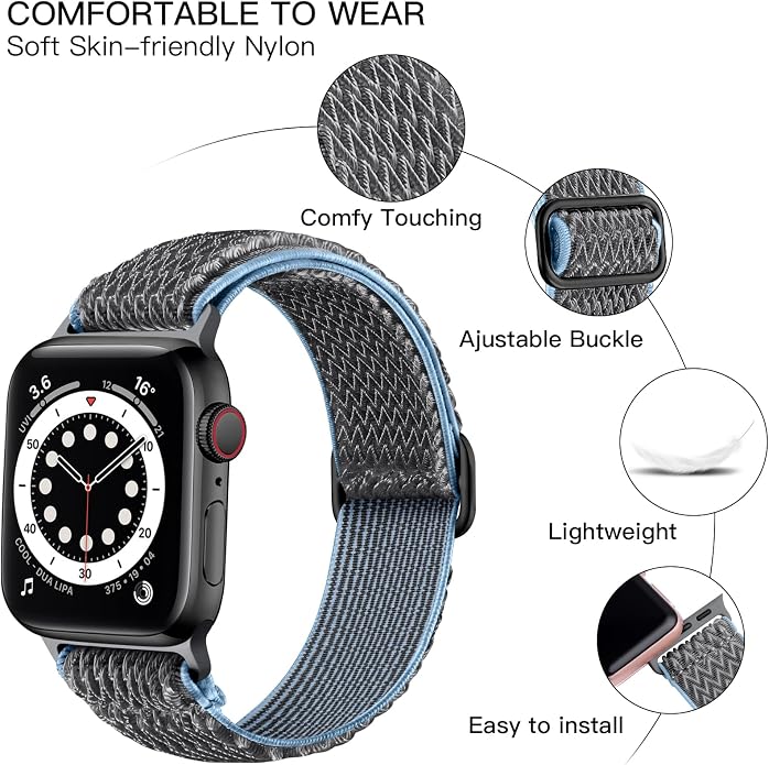 Lerobo Stretchy Nylon Solo Loop Band, Compatible with Apple Watch Series 11 10 9 8 7 6 5 4 3 SE3/2/1 Ultra3/2/1, Adjustable Strap for iwatch Band 44mm 45mm 46mm 49mm 42mm 40mm 41mm 38mm for Women Men