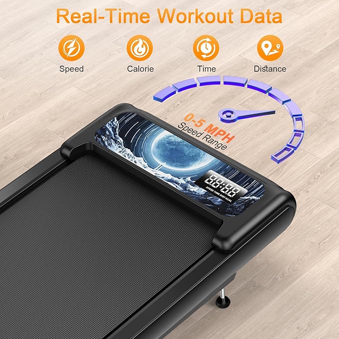 Walking Treadmill Pad with 0-8% Incline,2.5HP Walking Treadmill Mat for Home & Office,Portable Treadmill with Handle Bar