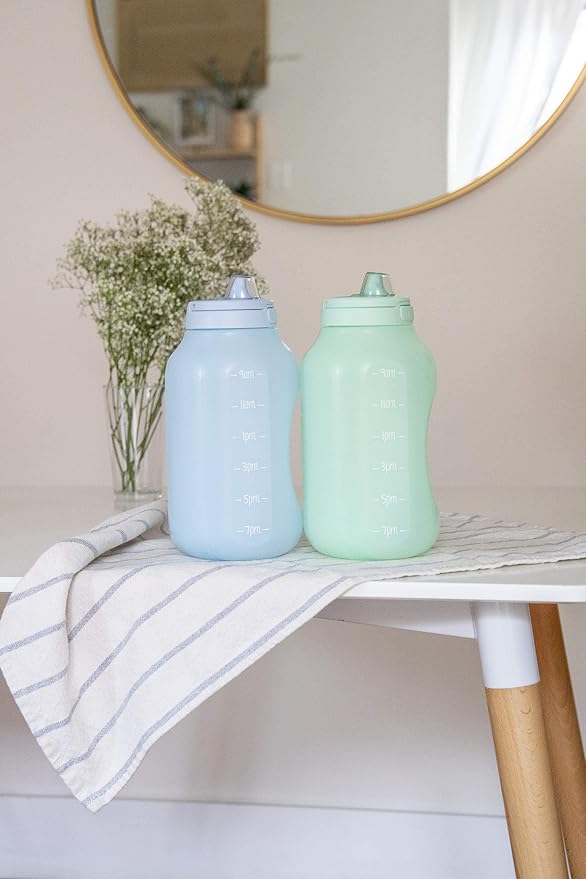 Ello Hydra 64oz Half Gallon Water Jug with Handle and Motivational Time Markers for All Day Hydration, Plastic Reusable Water Bottle with Straw and Locking, Leak Proof Lid, BPA Free, Halogen Blue | Large plastic water bottle jug for all day hydration w...