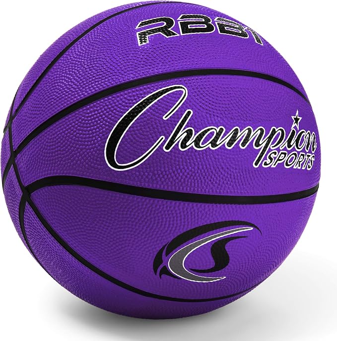 Champion Sports Rubber Basketballs – Durable Indoor & Outdoor Training & Recreational Game Balls, Multiple Sizes & Colors