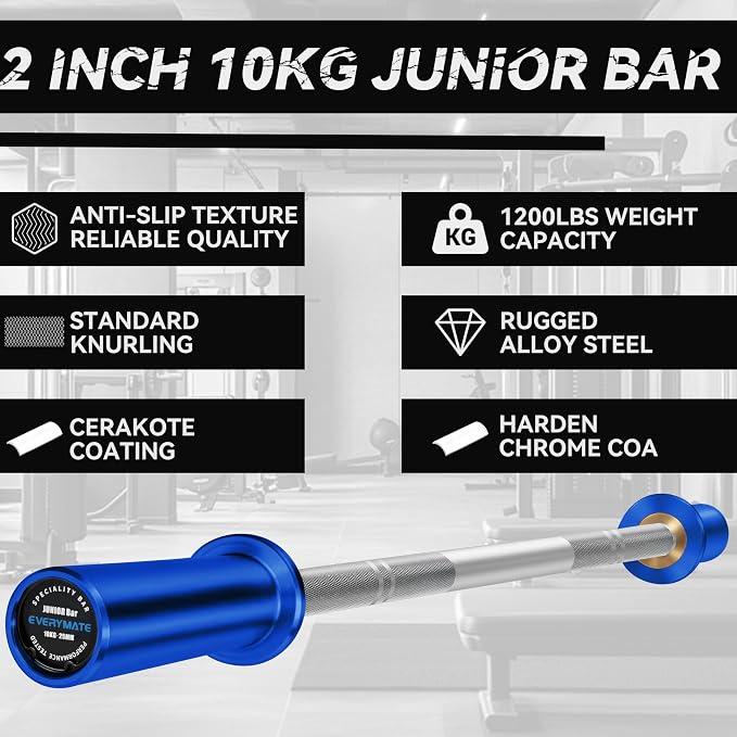 EVERYMATE 5LB Mini Barbell Bar Beginner Women Kid Barbell Total Body Workout Weighted Bar,for Strength Training, for Youth Children New Weightlifting