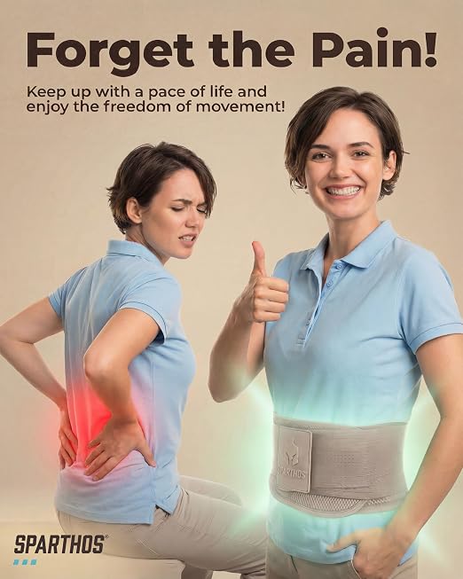 Sparthos Back Brace for Women & Men, Sciatica, Lower Back Pain - Taupe-XS