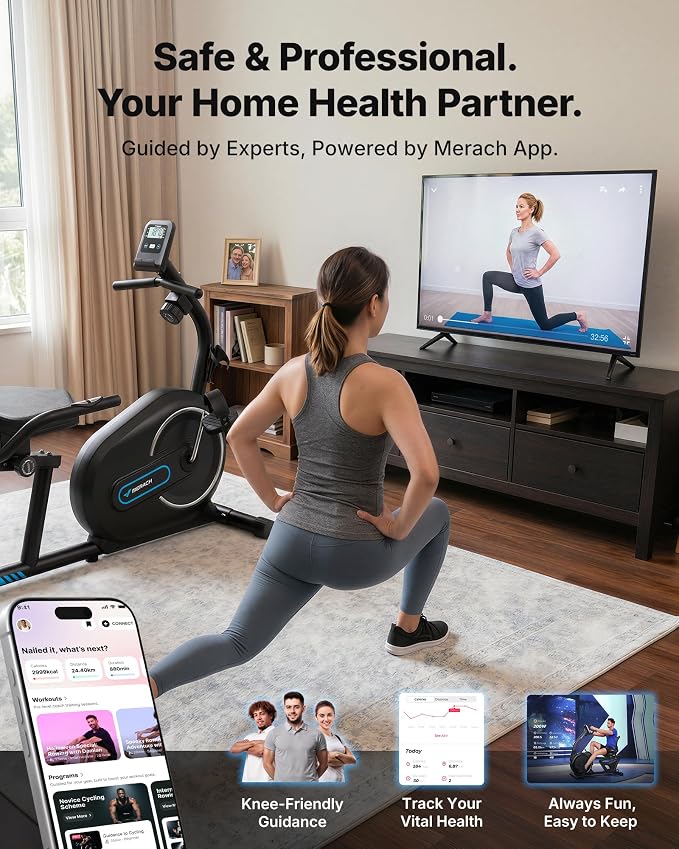 MERACH Recumbent Exercise Bikes for Home with Smart Bluetooth Equipment App | LCD, Heart Rate Handle Stationary Bikes for Home, Magnetic Recumbent Exercise Bike for Seniors Gym S08/S23