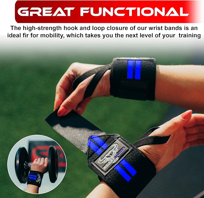 Wrist Wraps for Weightlifting - Adjustable Lifting Straps With Thumb Loop for Enhanced Gym Support, Powerlifting, Bodybuilding and Workout