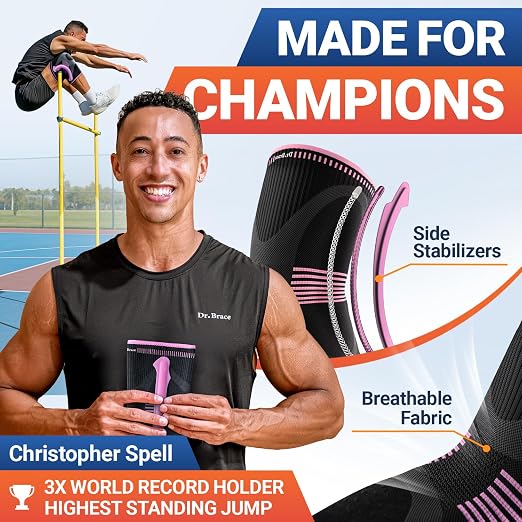 DR. BRACE ELITE Knee Brace with Side Stabilizer (2 Pack) Knee Brace | for Women & Men, Workout, Sports, Daily Knee Compression Sleeve for Maximum Knee Pain Support & Fast Recovery