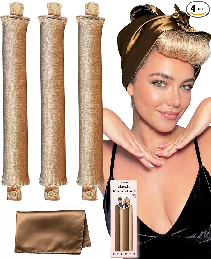 Classic Heatless Curls Overnight Rods No Heat Hair Curlers to Sleep Jumbo Foam Large Hair Rollers for Medium Long Hair Blowout Look, Heatless Flexible Curling Rod Set with Satin Wrap for Sleeping