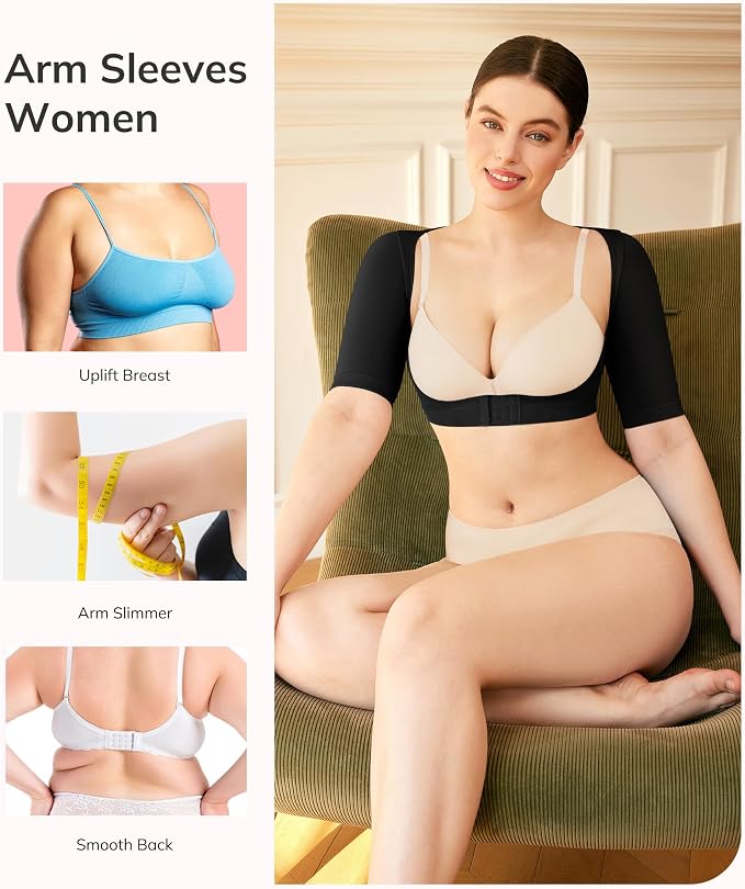 LODAY Arm Compression Sleeves for Women Lipo Upper Arm Shaper Post Surgery Slimming Arm Sleeve
