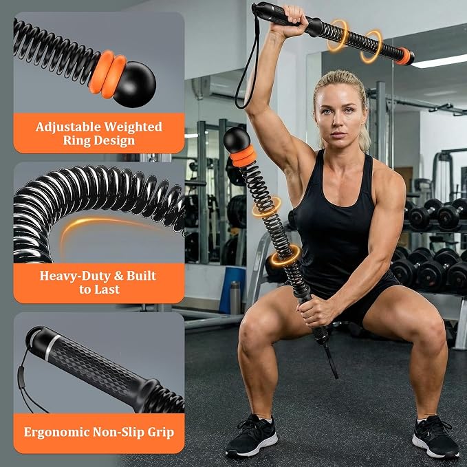 2pcs Adjustable Ropeless Weighted Cordless Battle Ropes for Home Gym(Black) | Portable Exercise Training Rope for Indoor and Outdoor Home Gym Workout, Adjustable Weighted Cordless Ropeless Battle Ropes