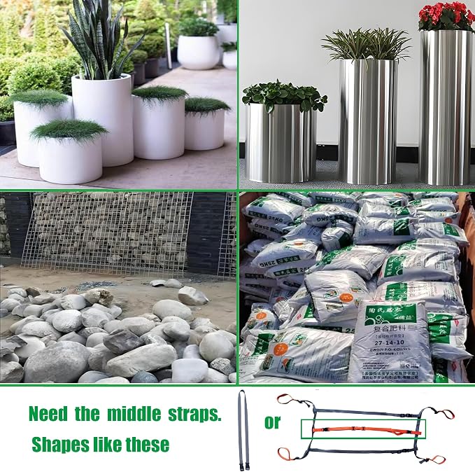 Potted Plant Mover and Lifting Straps, Landscaping Lifting Straps, Move Heavy Garden Objects: Flower Pots,Planters,Trees,Rocks,Bucket,Cement Gray,Up to 220 Pounds,Large
