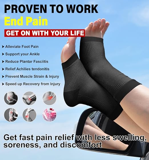 KEKING Ankle Brace Compression Sleeve – Plantar Fasciitis & Achilles | Medical-Grade Compression for Heel & Arch Pain, Reduces Swelling & Speeds Recovery, for Running, Gym, Daily Wear