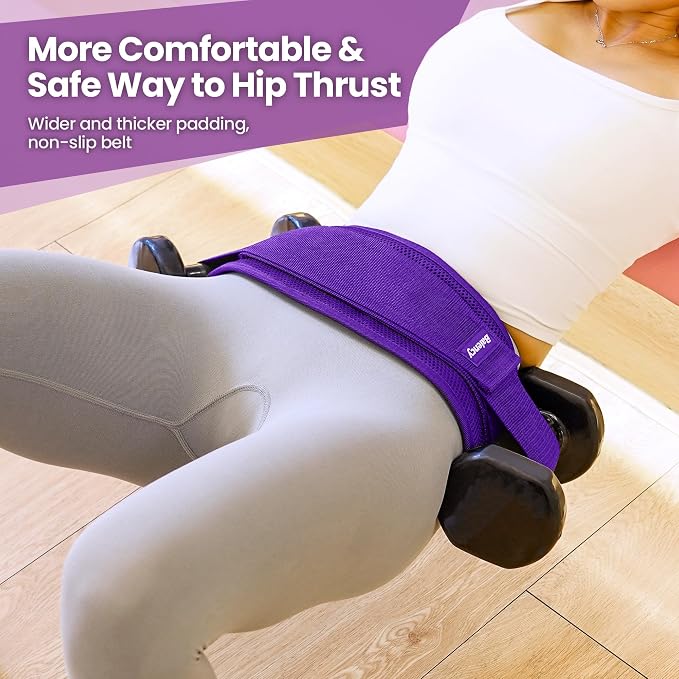 Hip Thrust Belt, Balency Hip Thrust Belt for Dumbbells Heavy, Booty Belt for Hip Thrust, Slip-Resistant Padding Hip Thrusts Belt for Gym or Home Workouts, Hip Thrust Band for Dumbbell Kettlebell Plate