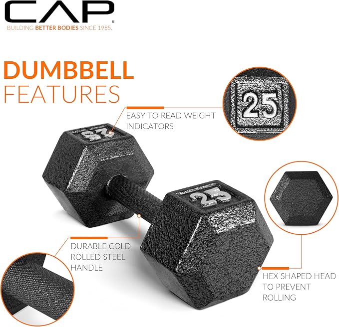 CAP Barbell Cast Iron Hex Dumbbell | Multiple Options