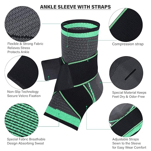 Ankle Brace for Men Women Adjustable Ankle Support Compression Sleeve -XL | Foot Brace Ankle Wrap for Plantar Fasciitis, Achilles Tendonitis, Sprained Ankle Pain Relief