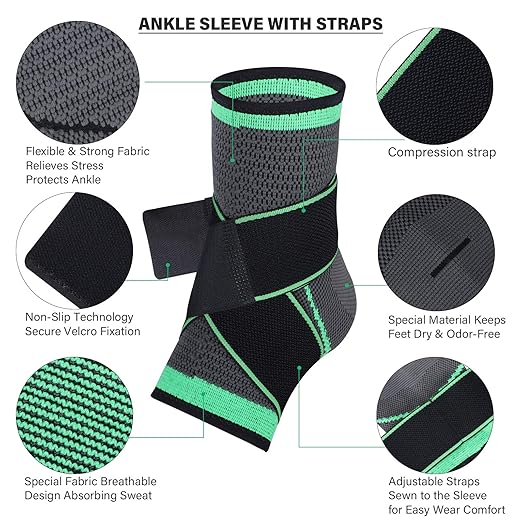 Ankle Support Brace, Adjustable Compression Ankle Support, for Men Women Achilles Tendon Support and Plantar Fasciitis, Stabilize Ligaments, Eases Pain Swelling and Sprained Ankle Pain (Medium) | Foot Brace Ankle Wrap for Plantar Fasciitis, Achilles Te...