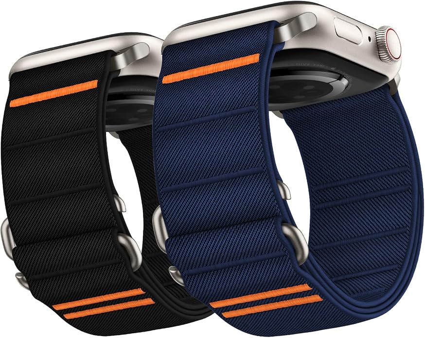 Suitisbest 2 Pack Sport Band Compatible with Apple Watch Ultra Band 49mm 46mm 45mm 44mm 42mm 41mm 40mm 38mm, Stretchy Sport Loop Strap for iWatch Series 11 10 9 8 7 6 5 4 3 2 1, SE 3 2 1, Ultra 3 2 1