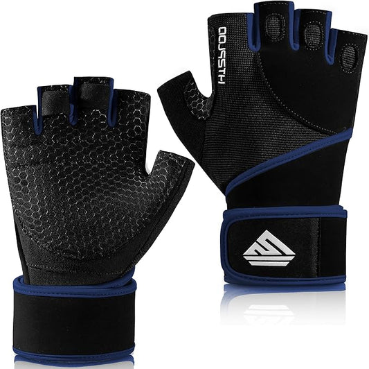 Workout Gloves Gym Gloves Weight Lifting Gloves for Men Women with Full Palm Pad,Strong Wrist Wraps Support,Enhanced Grip,for Fitness,Training,Weightlifting,Exercise