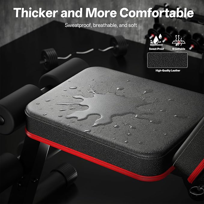 PASYOU Adjustable Weight Bench, Foldable, Incline Decline Flat, Bench Press with 660LBS, 95% Pre-Assembled, Compact Workout Bench Full Body Strength Training Bench for Home Gym, Wider Seat