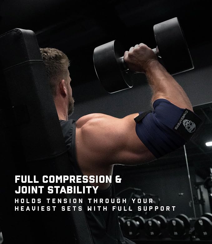 Gymreapers Weightlifting Elbow Wraps (1 Pair) - Flexible 40'' Elbow Compression Strap & Joint Support Brace - for Bench Press, Powerlifting, and Pressing