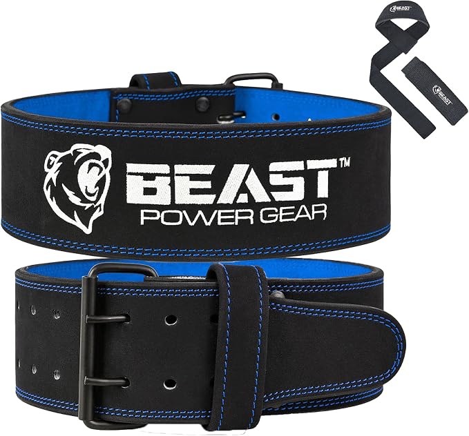 Beast Power Gear Weight Lifting Belts - Free Strap 4” Wide 10mm Thick for Weightlifting Bodybuilding Powerlifting Belt Superior Back Support Gym Belts for Men Women