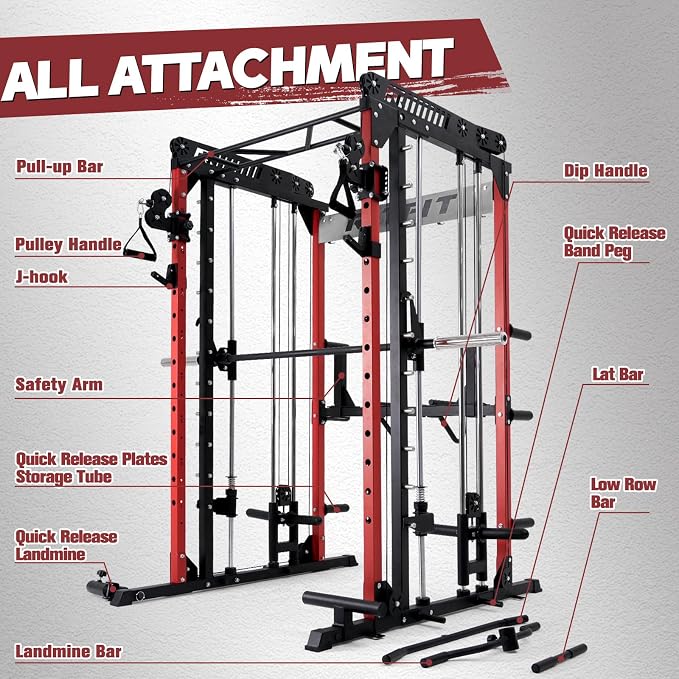RitFit M1 Pro Smith Machine Cable Crossover Power Cage Home Gym