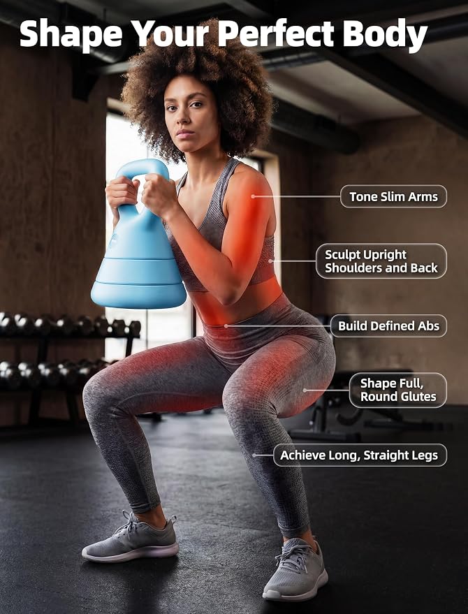 Adjustable Kettlebell, 5lb 9lb 15lb Kettlebell Weights Set, Ergonomic Design & Wide-Handle for Home Gym, Full-Body Workouts Strength Training and Weight Loss, Good for Men Women & Beginners