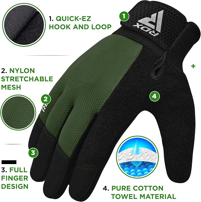 RDX Weight Lifting Gloves Gym Workout, Full Finger Touch Screen, Breathable Anti Slip Padded Palm Protection, Fitness Strength Training Powerlifting HIIT WOD Exercise, Men Women Home Gym Cycling