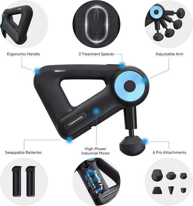 Theragun G3PRO Percussive Therapy Device, Handheld Deep Tissue Professional Massager 50% Quieter than G2PRO Muscle Stimulator For Pain Relief, Recovery, Enhance Performance & Energize The Body