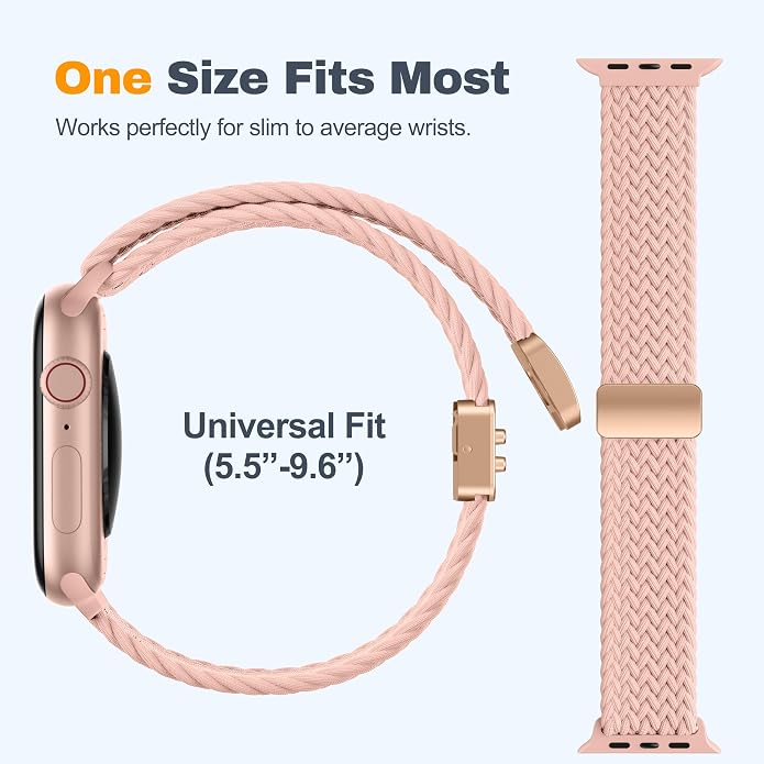 Laffav Braided Stretchy Band Compatible with Apple Watch Bands 42mm 40mm 41mm 38mm 44mm 45mm 46mm 49mm for Women Men, Magnetic Nylon Solo Loop Sport Strap for iWatch Series 11 10 9 8 7 6 5 4 SE Ultra