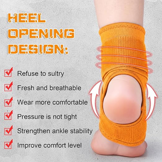 Honoson 2 Pcs Ankle Brace Kid Ankle Support Youth Neoprene Lace up Compression Sleeve Foot Brace Stabilizer with Adjustable Strap for Sport Sprained Plantar Fasciitis Achilles Tendonitis(Orange,S)