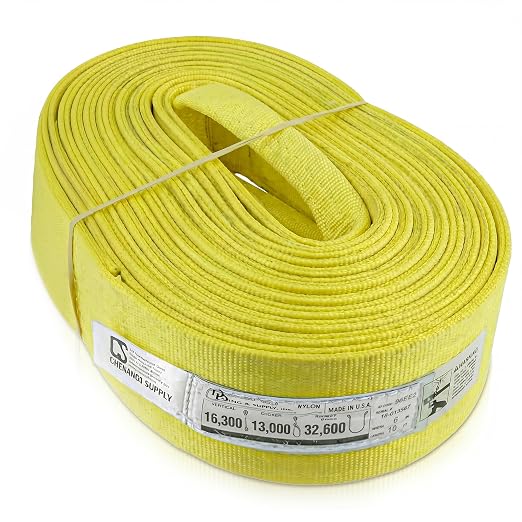 DD Sling 6" × 10' Nylon Lifting Sling – USA Made, 16,300 lb Vertical, 13,000 lb Choker, 32,600 lb Basket – 2-Ply Heavy Duty 900 Webbing, Type 4 Twisted Eye & Eye Rigging Sling
