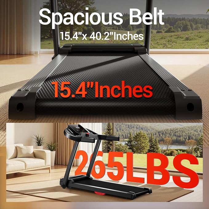 CURSOR FITNESS 16% Incline Treadmills for Home Small with 3 LED Displays, 3.0HP Foldable Walking Pad Treadmill Up to 400LBS Capacity, Portable Treadmill 0.6-7.0MPH