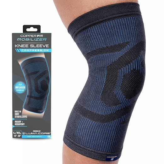 Copper Fit Mobilizer Knee Sleeve - 2XL | Knee brace with stabilizers for arthritis support, tendonitis relief, compression, mobility, and recovery.