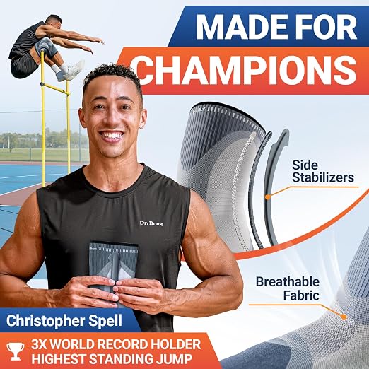 DR. BRACE ELITE Knee Brace with Side Stabilizer (2 Pack) Knee Brace | for Women & Men, Workout, Sports, Daily Knee Compression Sleeve for Maximum Knee Pain Support & Fast Recovery