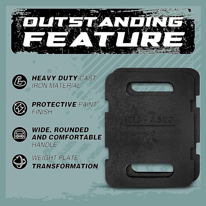 Yes4All Attachable Rucking Weight for Backpack, Cast Iron Training Weight Plate with Quick-Attach Strap Slots, Ergonomic Rounded Handle for Weighted Walking, Hiking, Rucking