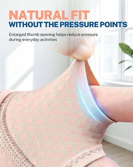 Wrist Brace with Soft-Touch Fabric, Breathable Compression Support | Mild Carpal Tunnel Support , Adjustable Compression Wrist Wrap , Enlarged Thumb Opening , Typing, Office Work & Daily Wear