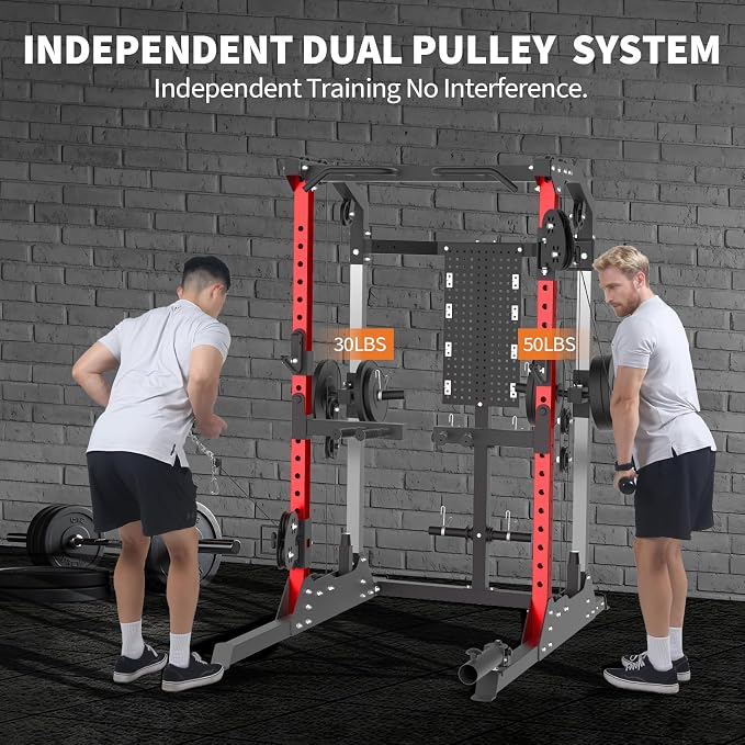 Garvee Power Cage 2000LB Power Rack with Independent Dual Pulley System