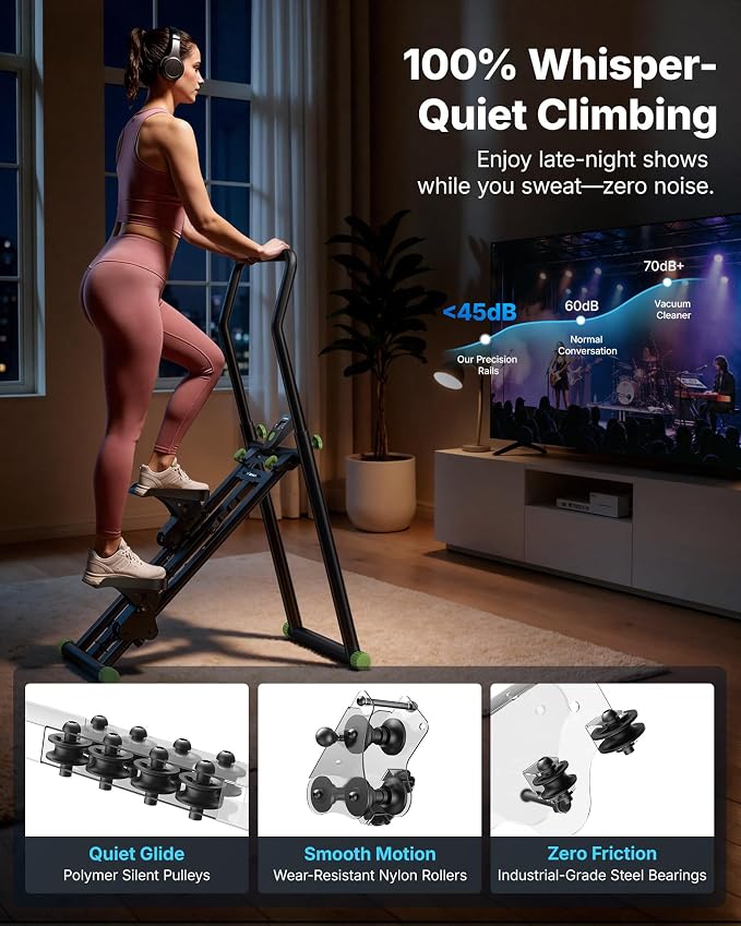MERACH Stair Stepper with Adjustable Resistance, Foldable Stair Climber | Multi-Level Resistance, 3 Adjustable Angles, Stable Triangle Design, 300 lbs Capacity, Foldable Stair Climber, LCD Monitor